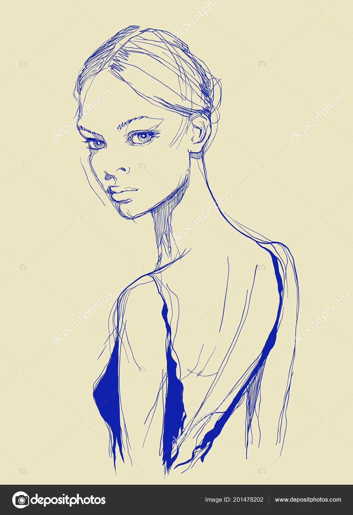 Model Face Drawing Beautiful Girl Model Vector Drawing Model Girl Face Beautiful Girl Stock Vector C Miklovash