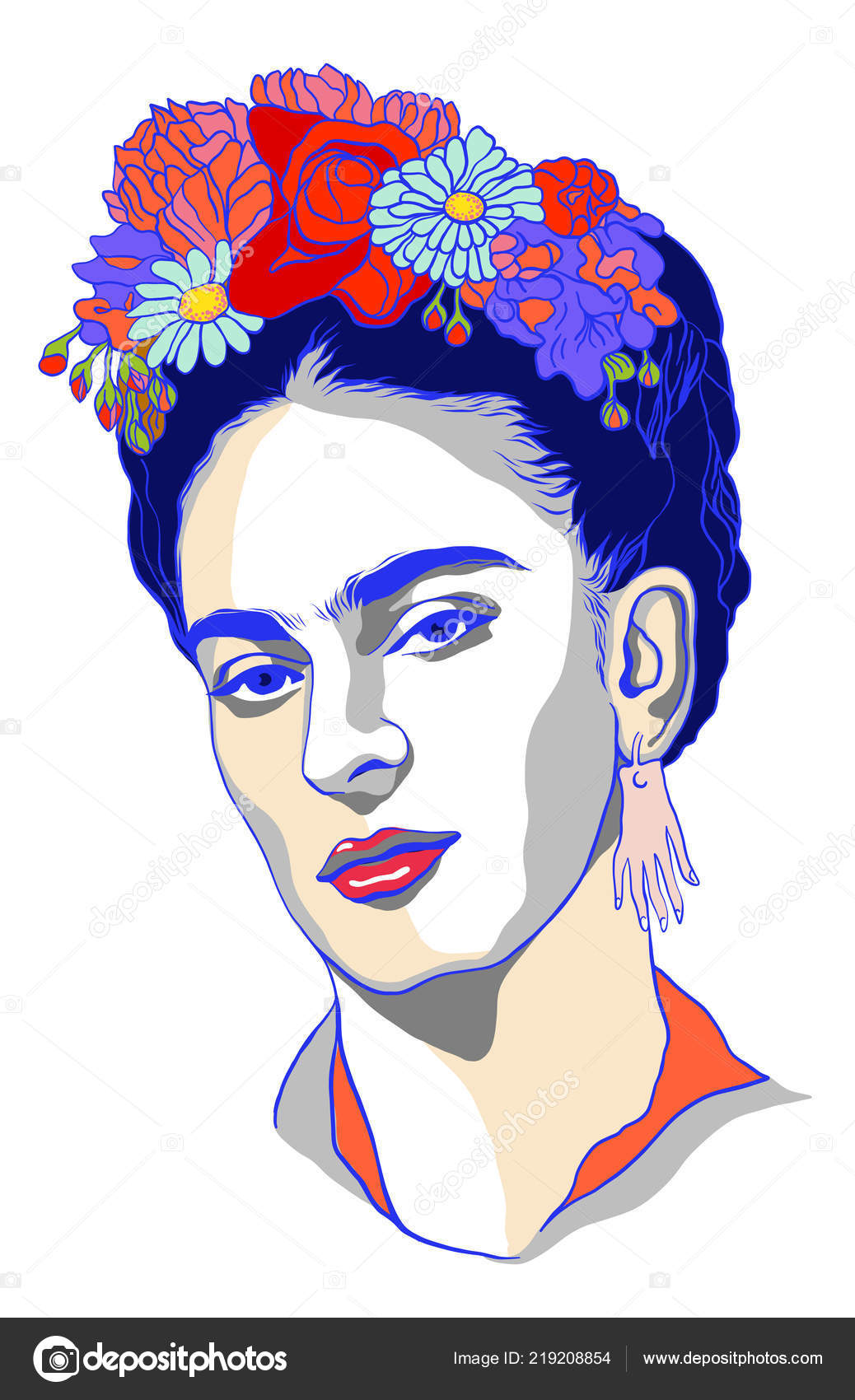 Magdalena Carmen Frida Kahlo Portrait Stock Vector Image by ©Miklovash ...