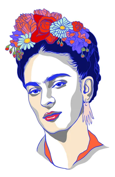 Magdalena Carmen Frida Kahlo Portrait — Stock Vector