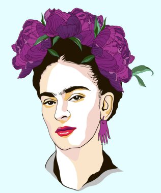 Magdalena Carmen Frida Kahlo şakayık çelengi ile portresi