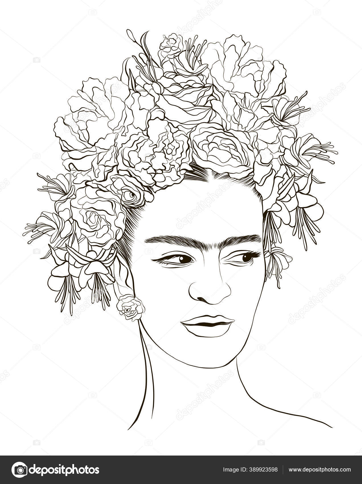 Frida kahlo dibujo imágenes de stock de arte vectorial | Depositphotos
