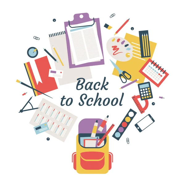 Beyaz Arkaplanda Kırtasiyeli Okul Sırt Çantası.