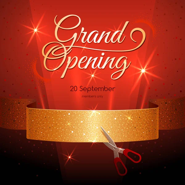 Koyu kırmızı arka planda Altın Kurdeleli Sancak. Büyük Açılış.