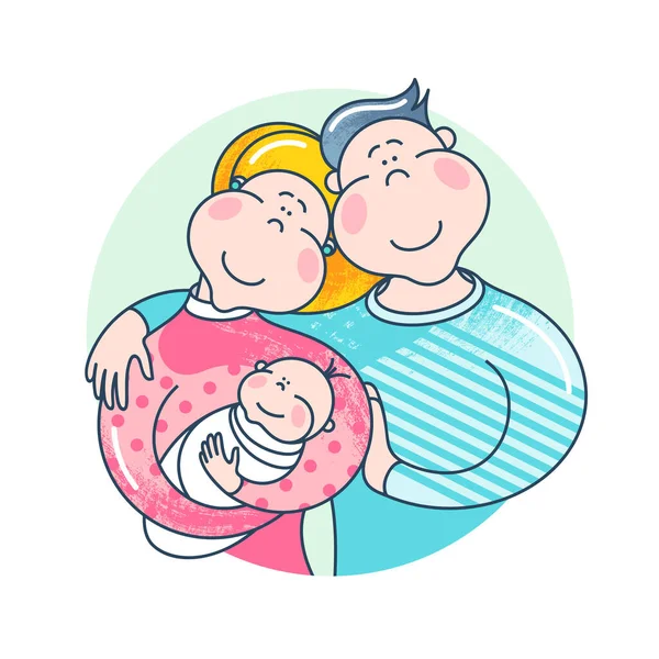 Glückliche Familie Vater Mutter Und Baby Zusammen — Stockvektor
