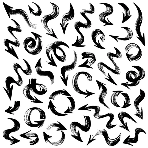 İzole edilmiş el çizimi oklar beyaz arkaplan üzerine ayarlandı.