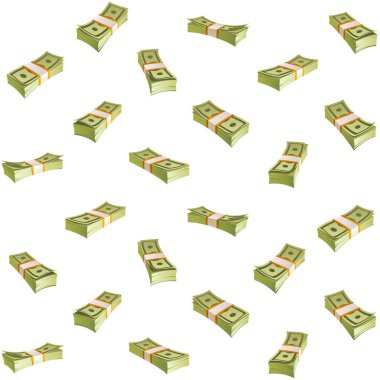 Paralı Kusursuz Desen. Beyaz Arkaplan Üzerine Banknotlar Paketleme.
