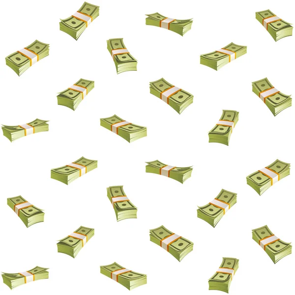 Nahtloses Muster Mit Geld Einpacken Von Banknotenbündeln Auf Weißem Hintergrund — Stockvektor
