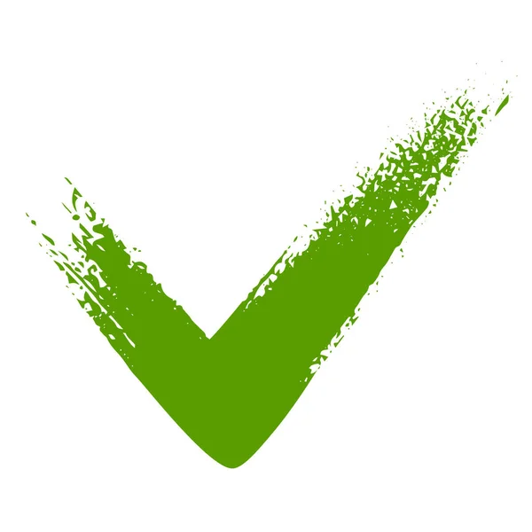 Yeşil Kontrol Listesi simgesinin tasarımı. Grunge harf işareti. El çizimi resimleme beyaz arkaplanda izole edildi.