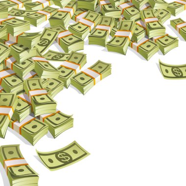 Paralı afiş. Beyaz arkaplanda banknotlar halinde paketleniyor.