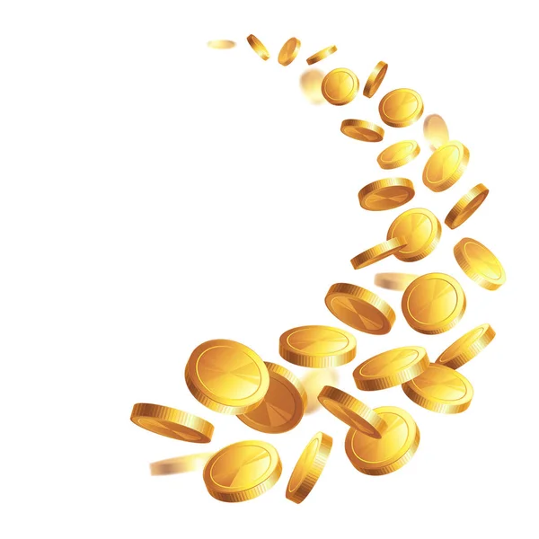 Düşen parayla çerçeve - şeffaf veya beyaz bir arkaplanda altın sikkeler.