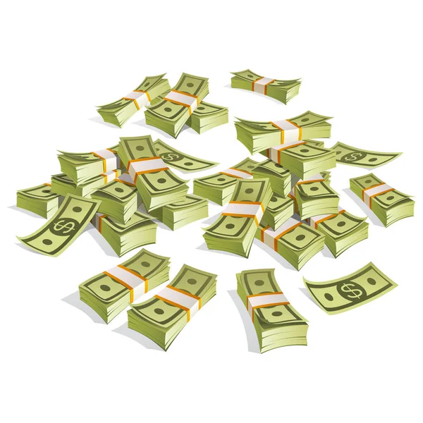 Una Serie Soldi Imballaggio Fasci Banconote Isolato Sfondo Bianco — Vettoriale Stock