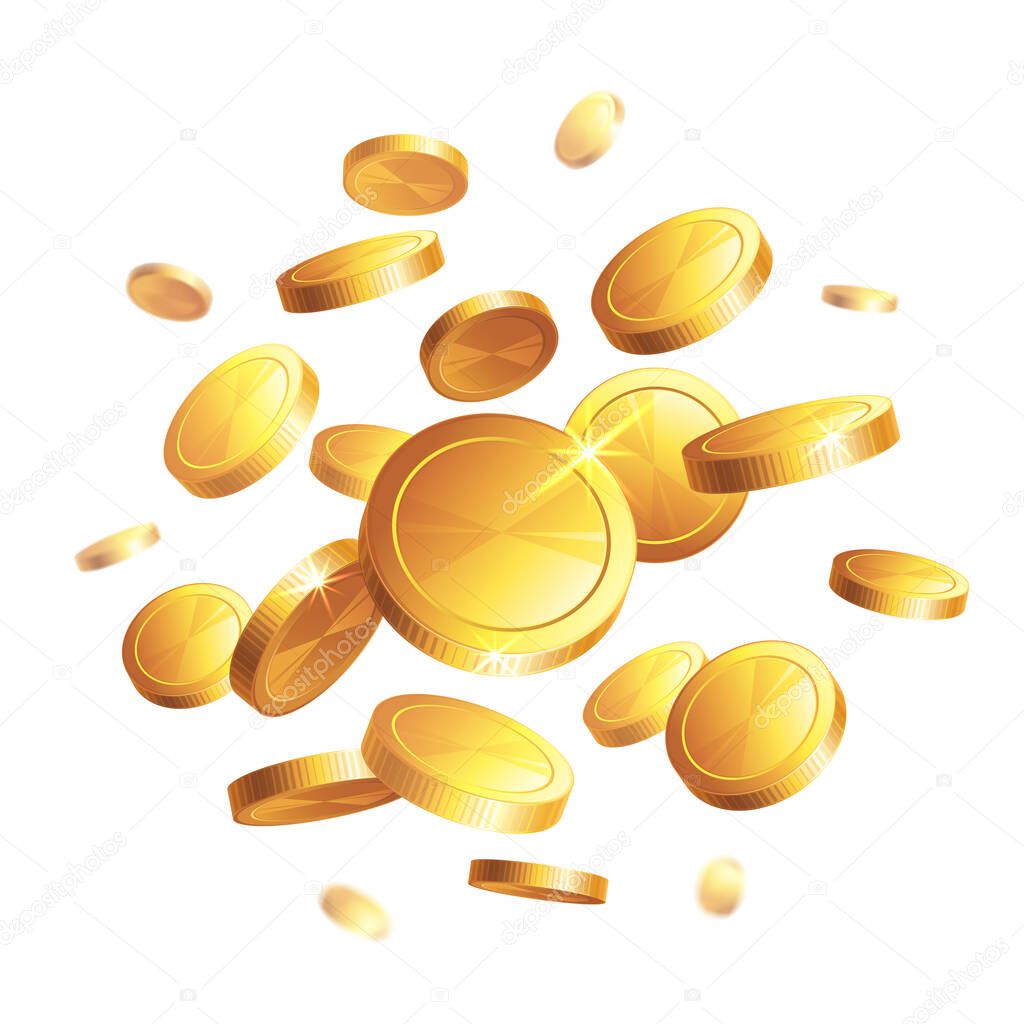 Frame with money - gold coins on a transparent or white background.