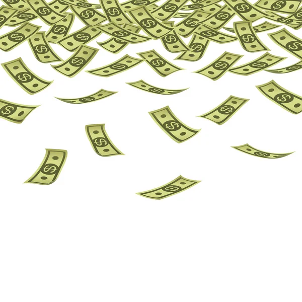 Banner Con Dinero Lluvia Billetes Sobre Fondo Blanco — Vector de stock