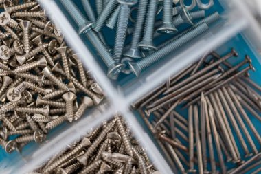 Vida, çivi, cıvata İnşaat aletleri kapandı.