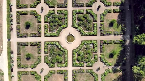 Parks in Dusseldorf Volksgarten. Rose Garden Aerial view Germany — Stock Video