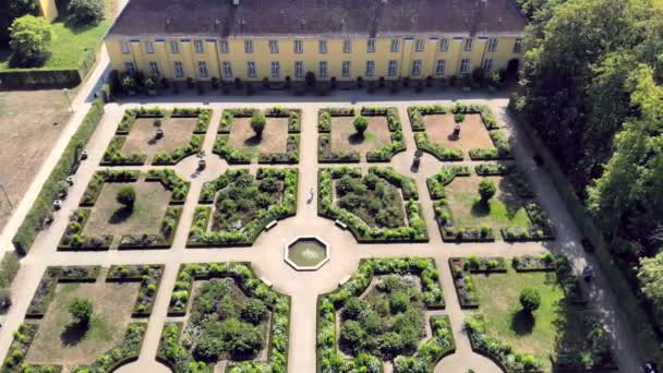 Parques em Dusseldorf Volksgarten. Rose Garden Vista aérea Alemanha — Vídeo de Stock