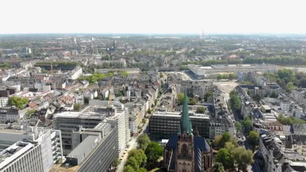 Aerial View Dusseldorf Germany. Flight over the city — Stock Video