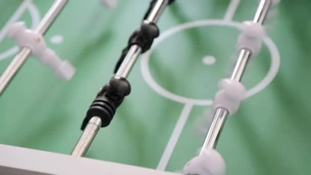 Close-up Game of table football. Dynamic movement of players and cameras during the game — Stock Video