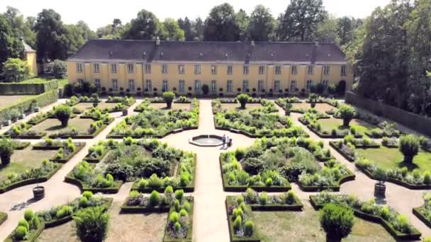 Πάρκα στην Volksgarten Ντίσελντορφ. Αυξήθηκε Κήπος εναέρια άποψη Γερμανία — Αρχείο Βίντεο