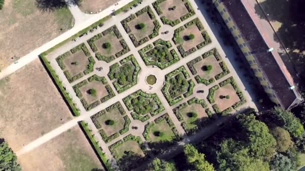 杜塞尔多夫科隆人民的公园。德国玫瑰园鸟瞰图 — 图库视频影像