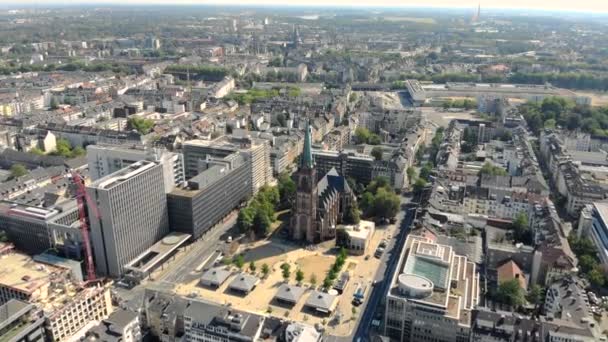 Vue Aérienne Düsseldorf Allemagne. Vol au dessus de la ville — Video