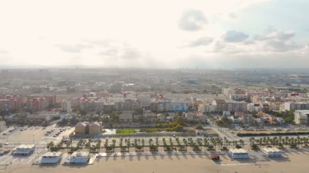 Vista Aérea Playa Valencia España Aviones Tripulados Sobre Playa Valencia — Vídeo de stock