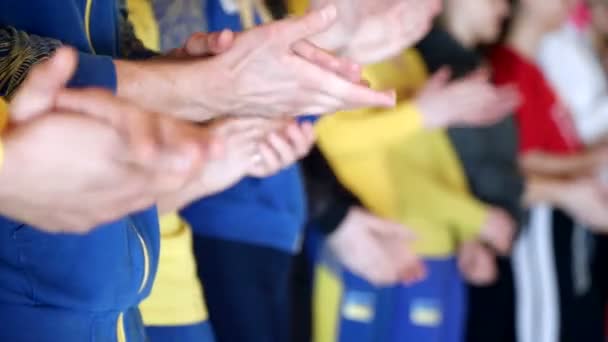 Close up of the hands of children who applaud — Stock Video