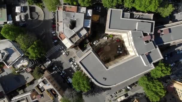 Edificio aéreo Vista de Roma en la parte superior. Vista panorámica de las casas en Roma. Volando sobre casas y calles . — Vídeo de stock