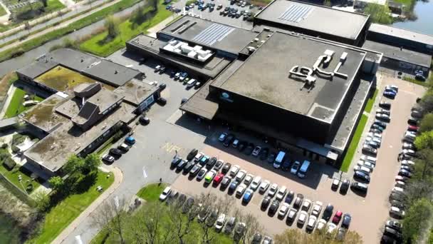 Flying above the arena floor Kalverdijkje in Leeuwarden Holland — Stock Video