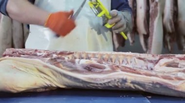 Yakın - Özel bir keskinleştirme aleti ile bıçağı bileme İşçisi