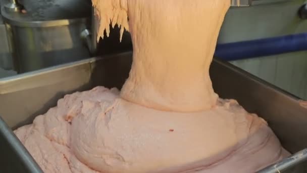 Miscelazione di carne macinata per salsicce o salsicce, che ha un colore rosa chiaro appetitoso . — Video Stock