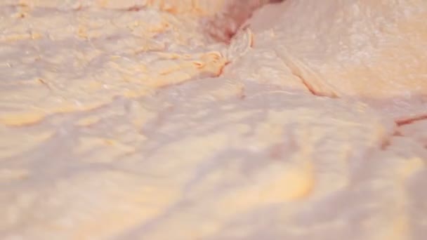 Mischen von Hackfleisch für Wurst oder Würstchen, die eine hellrosa appetitliche Farbe hat. — Stockvideo