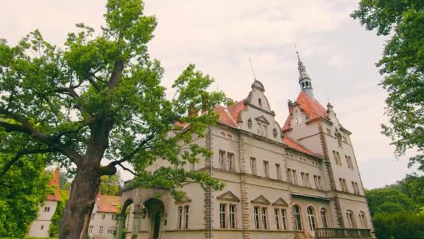 Ucraina Karpaty 25 giugno 2020. Bellissimo pittoresco Palazzo dei Conti di Shenborn situato nei Carpazi - un villaggio nel distretto di Mukachevo della regione Transcarpatica dell'Ucraina — Video Stock