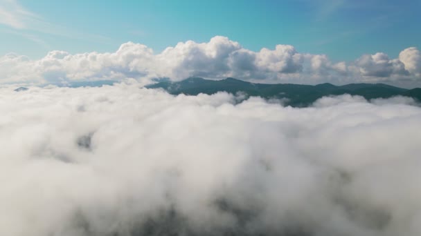 Πετώντας στα σύννεφα πετώντας στα σύννεφα. Τα σύννεφα κινούνται μπροστά στην κάμερα. Πετώντας μέσα από το σύννεφο — Αρχείο Βίντεο