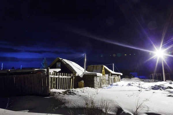 Night house in the village