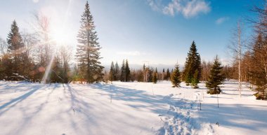 Zyuratkul dağın üzerinde Ocak güneş