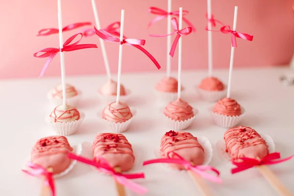 Tårta Popsicle Rosa Bakgrund — Stockfoto