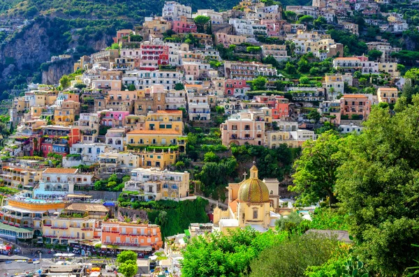 Färgglada Hus Positano Amalfikusten Italien — Stockfoto