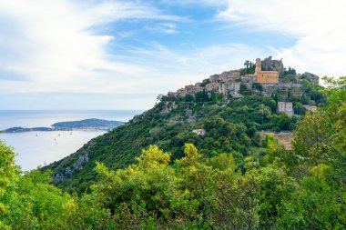 Eze village tepe üzerinde görüntüleyin, Fransız riviera, cote d'azur, Fransa