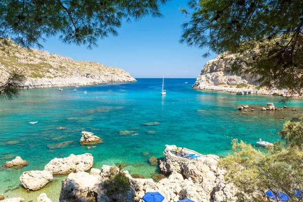 Anthony Quinn Bay Ostrově Rhodos Řecko — Stock fotografie