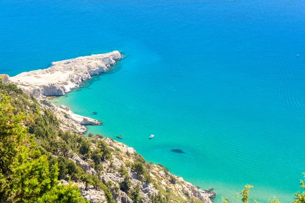 Güzel Sahil Rodos Adası Yunanistan Yakınındaki Kolymbia Görüntüleyin — Stok fotoğraf