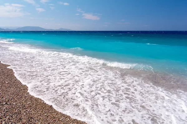 View Amazing Akti Miaouli Beach Rhodes Town Greece — Stock Photo, Image
