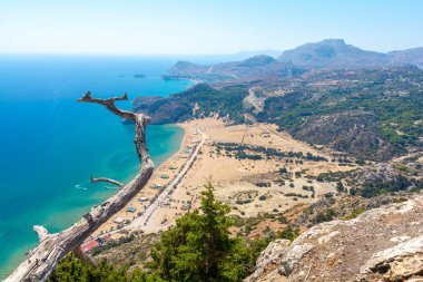 Yunanistan 'da Rodos adasında Tsampika Plajı güzel görünümü
