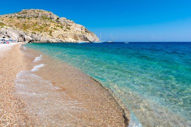 Yunanistan'ın Rodos adasında Afandou Plajı görünümü