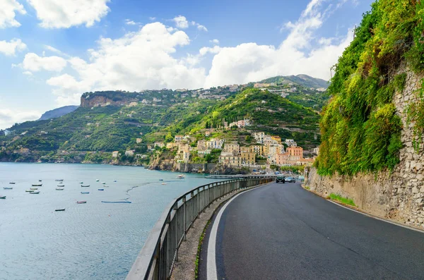 Maiori Minori Arasındaki Amalfi Sahilinde Yol Campania Talya — Stok fotoğraf
