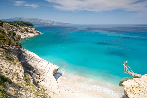 Vacker Strand Mellan Ksamil Och Saranda Albanska Rivieran Albanien — Stockfoto