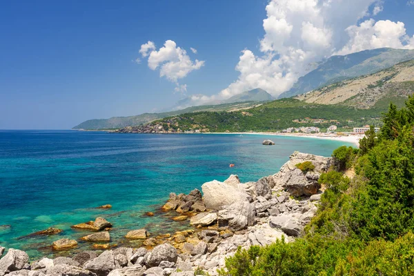 Гарний Вид Албанське Узбережжя Хімарі Албанія — стокове фото
