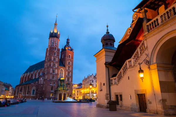 Città Vecchia Cracovia Alla Sera Polonia — Foto Stock