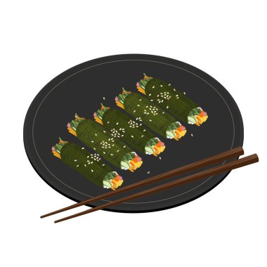 Vektör İllüstrasyon Logosu Clipart Mayak Gimbap Gamtae veya Mini Gamtae Gimbap 