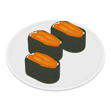 Vektör İllüstrasyon Logosu Clipart Ham Deniz Urchins Sushi